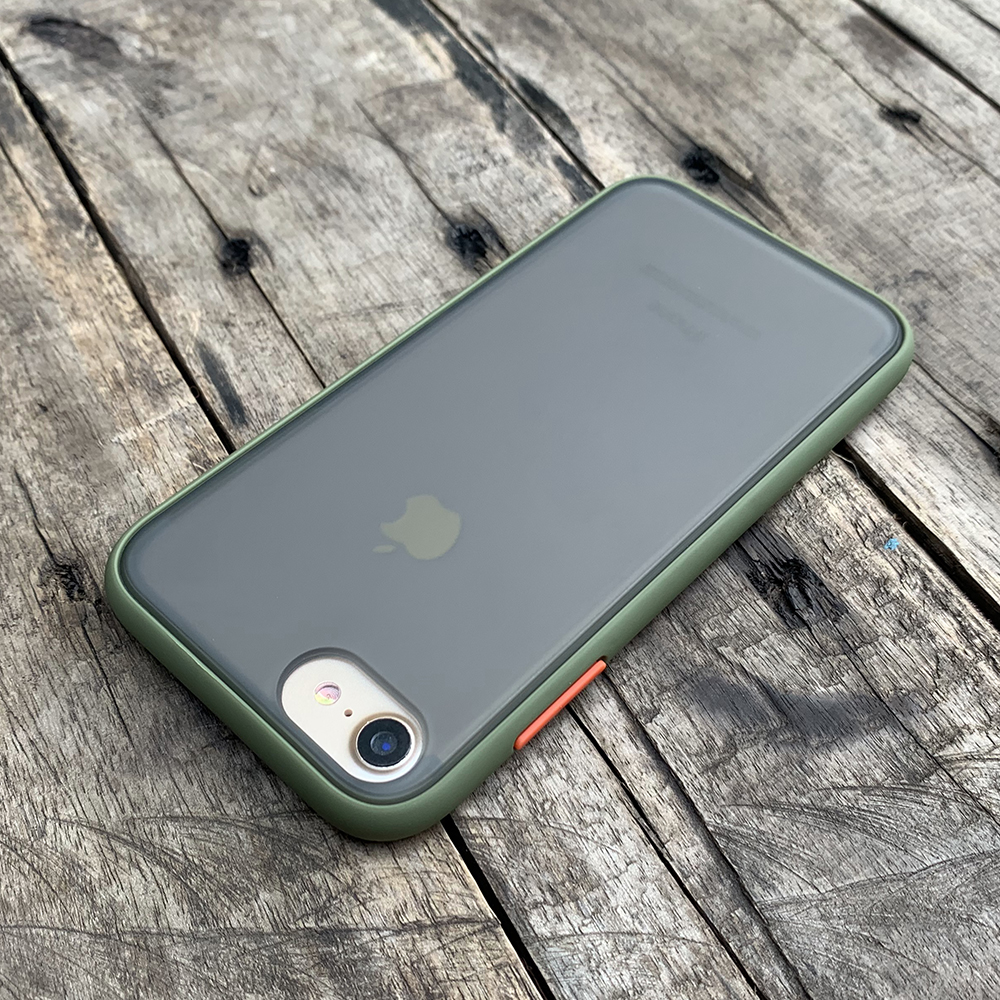 Ốp lưng chống sốc dành cho iPhone 7 vs iPhone 8 nút bấm màu cam - Màu xanh