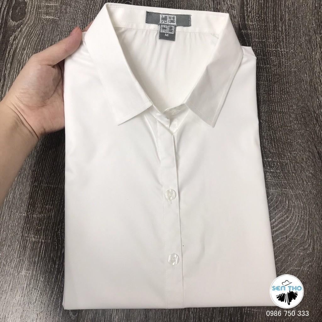 Áo Sơ Mi Nữ Trắng Công Sở Cộc Tay, Dài Tay Dáng Suông, Chất Vải Mềm, Thoáng Mát
