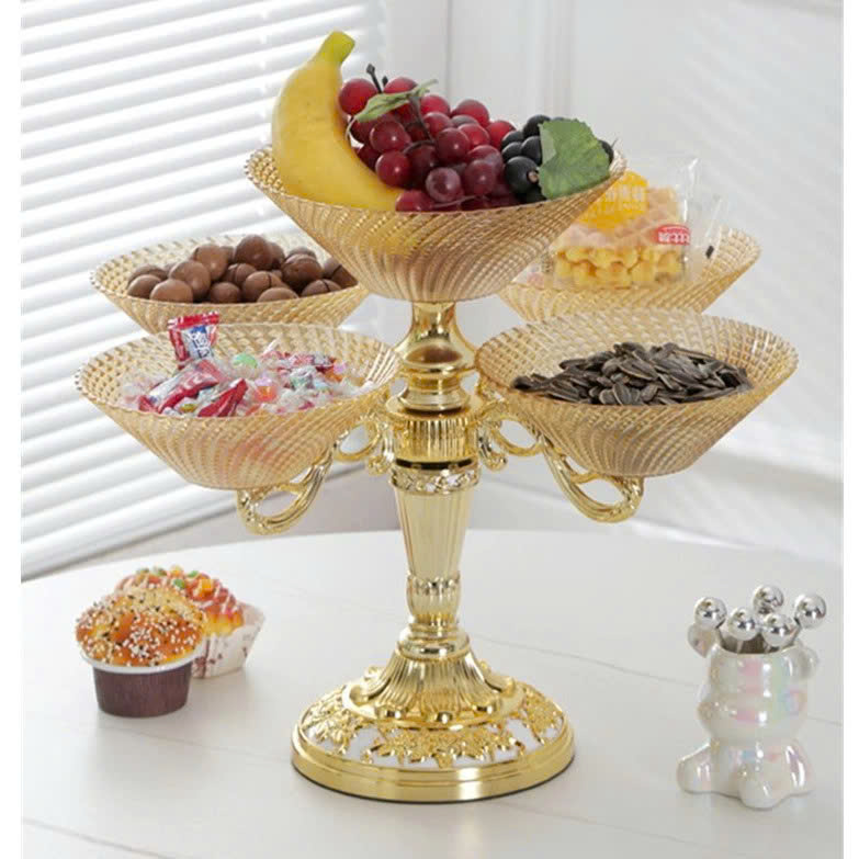 Khay Đựng Mứt Tết 2 Tầng 5 Cánh Mạ Vàng Cao Cấp – Khay Trái Cây, Bánh Kẹo, Hạt Khô Sang Trọng Trang Trí Phòng Khách - HÀNG CHÍNH HÃNG MINIIN