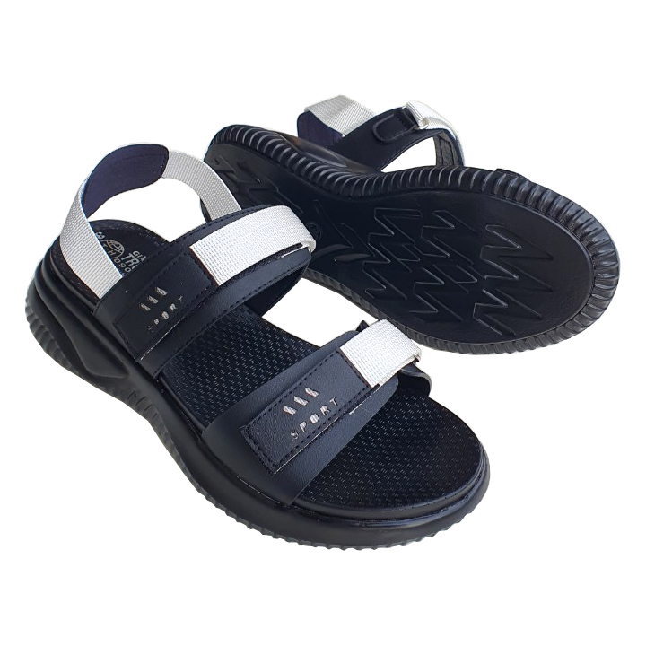 Giày sandal nữ đế bằng cao 4.5cm màu đen Trường Hải Thời trang nữ cao cấp 