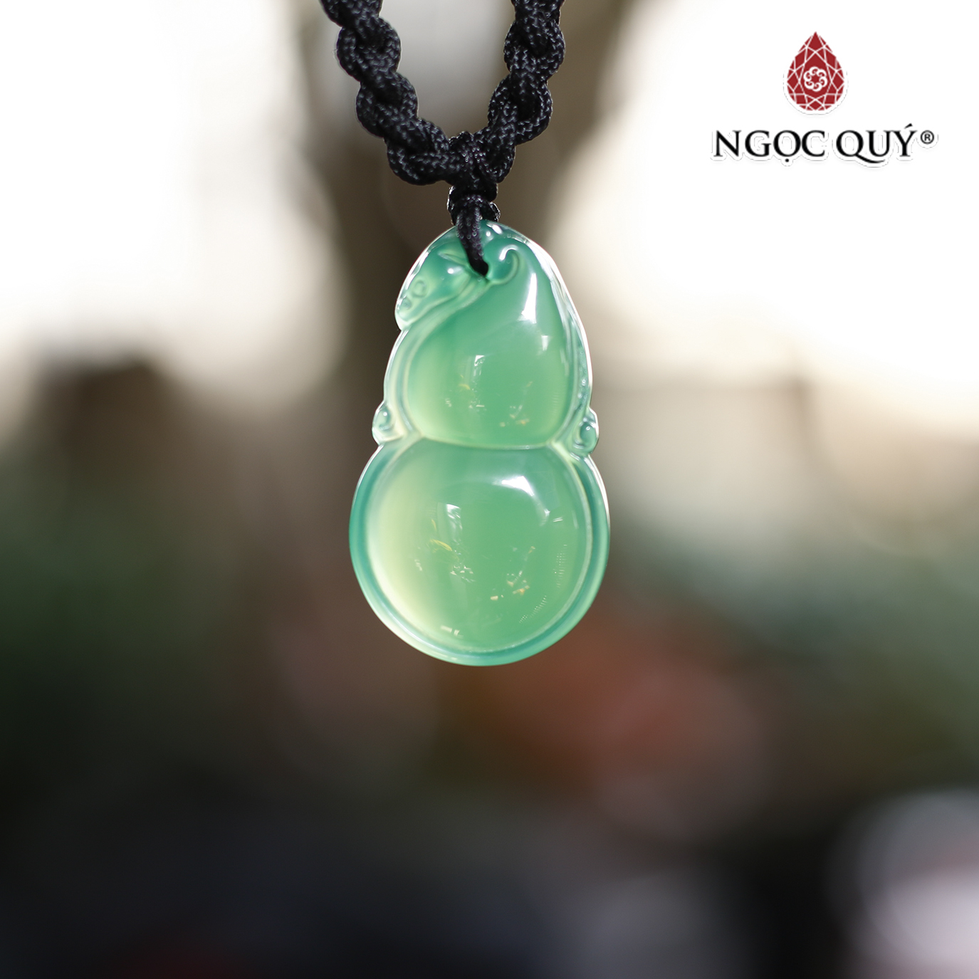 Mặt dây chuyền hồ lô đá mã não xanh mệnh hỏa, mộc - Ngọc Qúy Gemstones