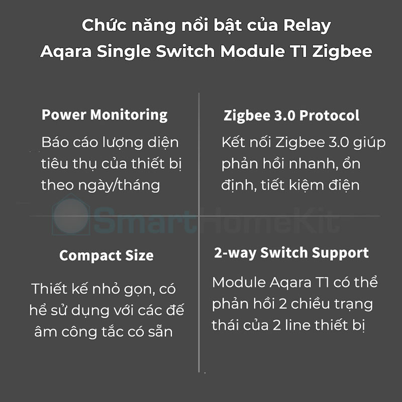 Module thông minh Aqara T1 Zigbee - Mạch công tắc nhỏ gọn Cần kết nối hub, Tương thích HomeKit - Hàng chính hãng