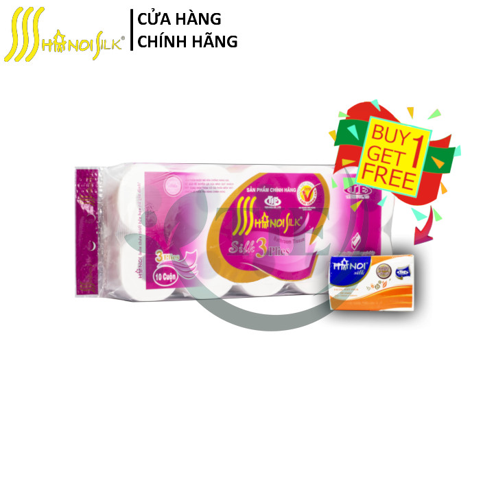 Combo 2 dây Giấy Vệ Sinh HÀ NỘI SILK 3 lớp Tím Có Lõi Cao Cấp