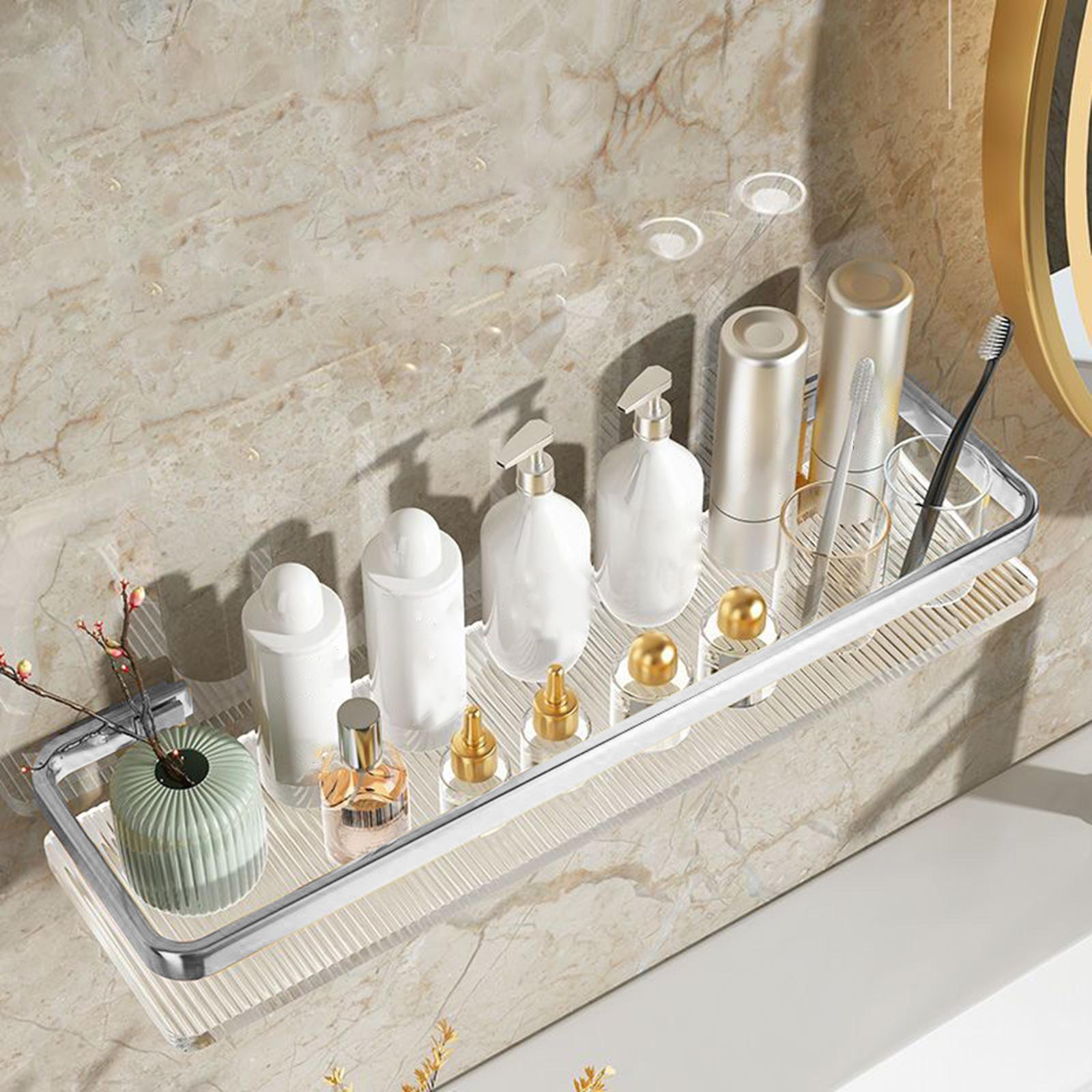 Bathroom Floating Shelf Wall Mounted Bathroom Shelf for Bedroom Bathroom Argent