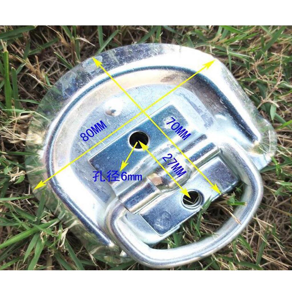 2x Trailers Auto D-Ring Tie Down Heavy Duty for Car Truck Parts Silver