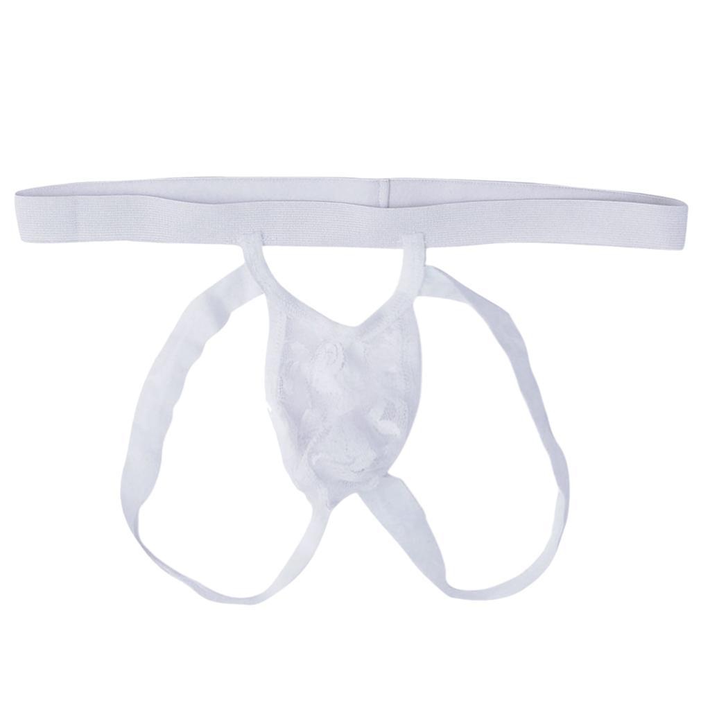 2-3pack Men's Lace Opening Pouch G-string Underwear Thong Panty White