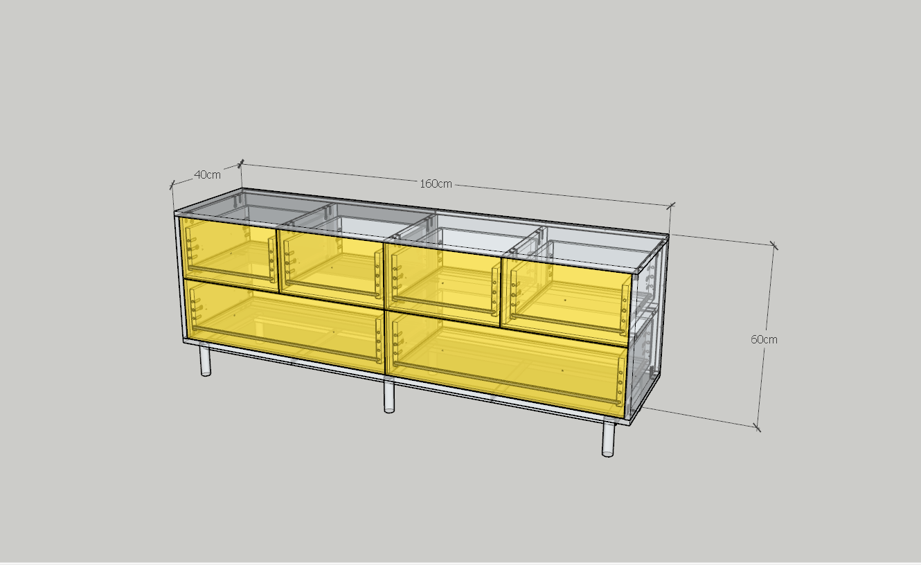 HAPPY FURNITURE , Tủ lưu trữ 6 ngăn kéo - LIVIK, THK_277 , 160cm x 40cm x 60cm DxRxC