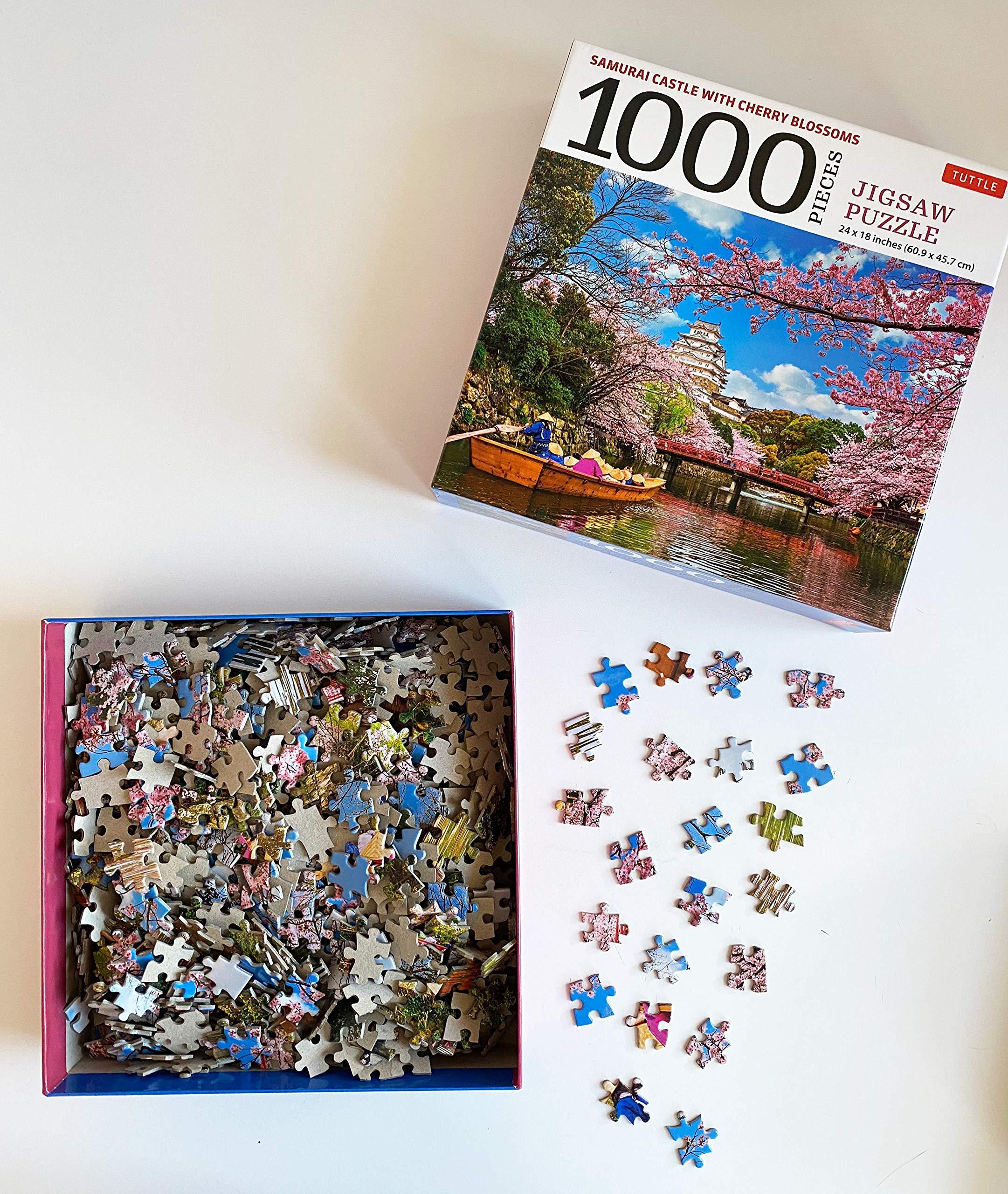 Samurai Castle &amp; Cherry Blossoms - 1000 Piece Jigsaw Puzzle: Cherry Blossoms At Himeji Castle (Finished Size 24 in x 18 in)