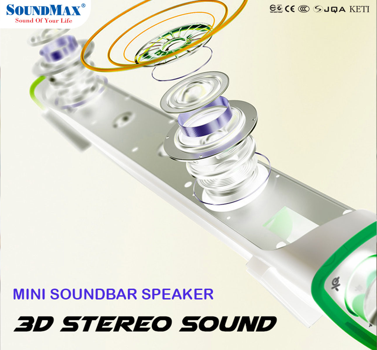 [Hàng Chính Hãng] Loa soundbar SoundMax SB-201 | 2 màu Trắng/Xám