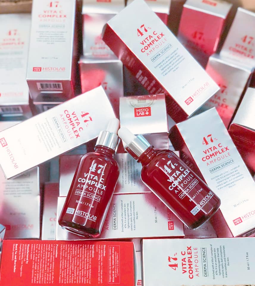 TINH CHẤT DƯỠNG TRẮNG, MỜ THÂM, SE LỖ CHÂN LÔNG HISTOLAB 47% VITA C COMPLEX AMPOULE DERMA SCIENCE 50ML