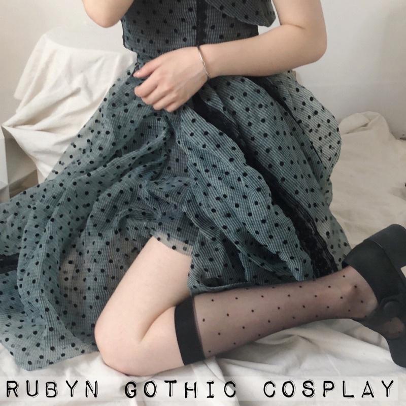 Tất bắp chân lolita, tất cosplay hoạ tiết chấm bi ( hàng có sẵn