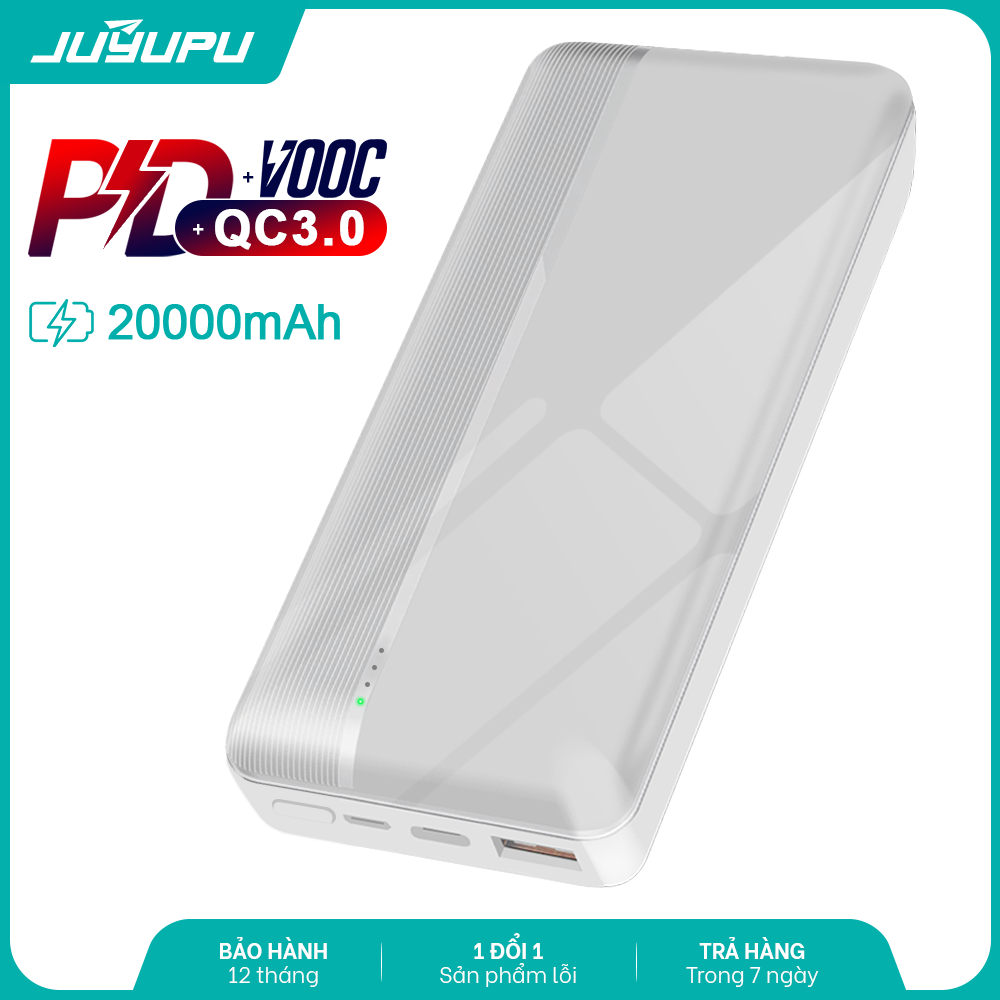 Pin sạc dự phòng JUYUPU PQ2C 20000mAh sạc nhanh PD QC3.0 22.5W đèn led báo hiệu cho iPhone Samsung OPPO VIVO HUAWEI XIAOMI - HÀNG CHÍNH HÃNG