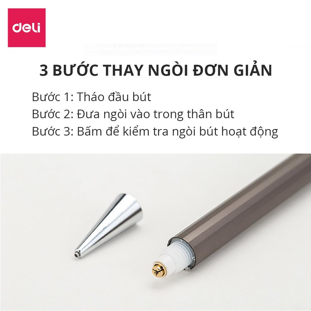 Bút Chì Kim Bấm Thân Kim Loại Ngòi 0.5mm Kèm Đầu Tẩy Học Sinh Deli - Phù Hợp Cho Văn Phòng, Nhà Trường, Vẽ Kĩ Thuật