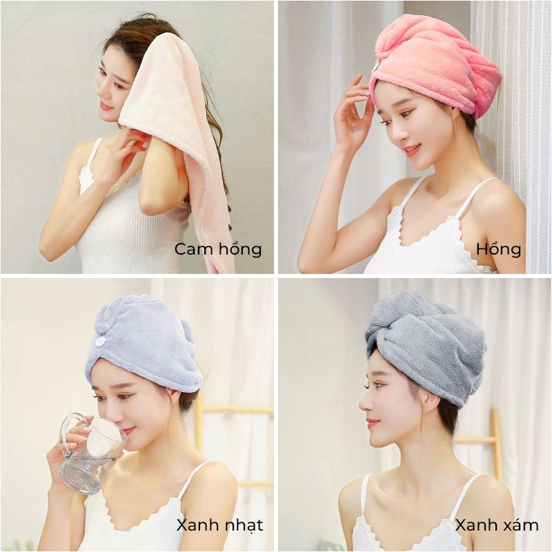 Khăn ủ tóc đa năng, khăn quấn tóc gội đầu cao cấp, vải cotton mềm mại thấm hút tốt Cicico B190