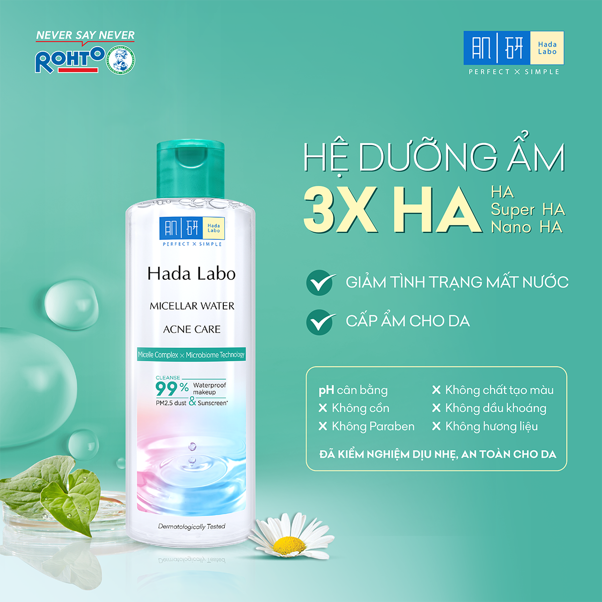 Nước tẩy trang sạch sâu cho da mụn, nhạy cảm Hada Labo Micellar Water Acne Care 240ml