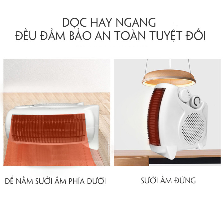 Quạt Sưởi MiNi Để Bàn Tích Hợp Hai Chế Độ Quạt Mát Và Sưởi Ấm