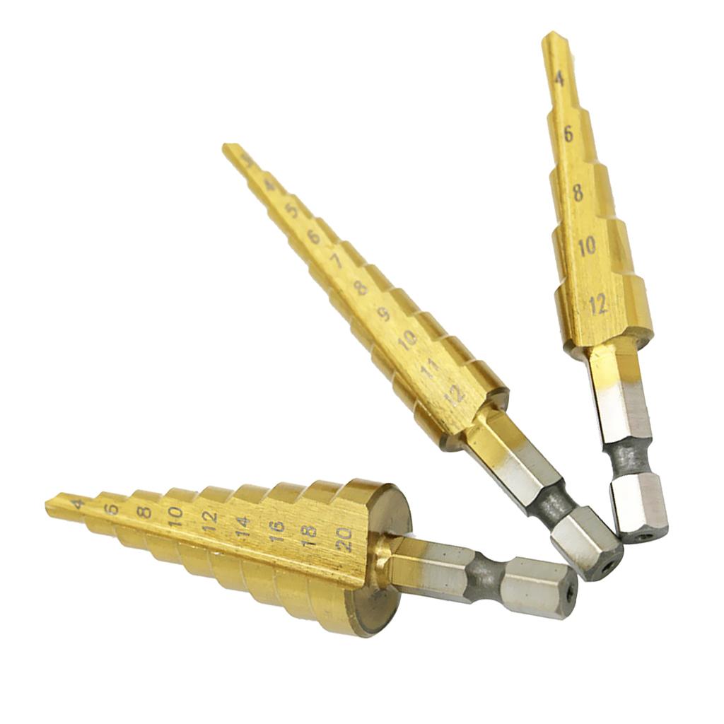 2 Pieces HSS Conical Drill Steel Titanium Drill Bit Set 3-12mm 4-12 / 20mm