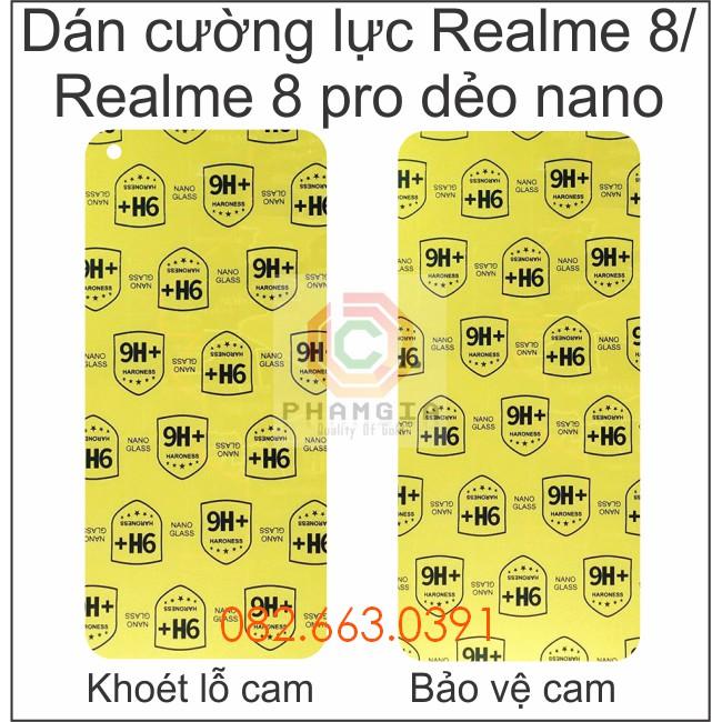 Dán cường lực Realme 8 / Realme 8 pro trong suốt, nano dẻo siêu bền, độ cường lực 9H