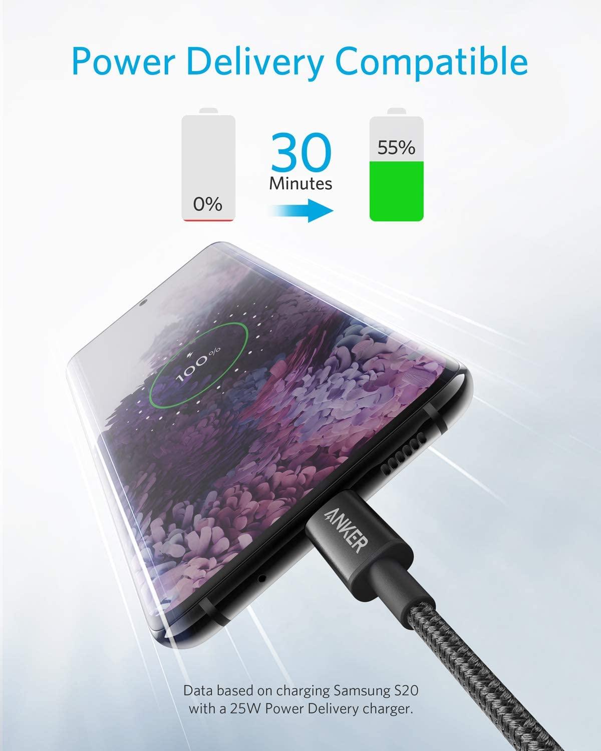 Cáp sạc Anker C-C 1m 1.8M 60W New Nylon A8752 A8753 - Hàng Chính Hãng