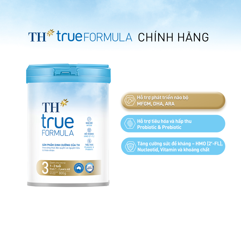 Thùng 6 hộp sản phẩm dinh dưỡng công thức cho trẻ từ 1 đến 2 tuổi TH True Formula 3 800g (800g x 6)