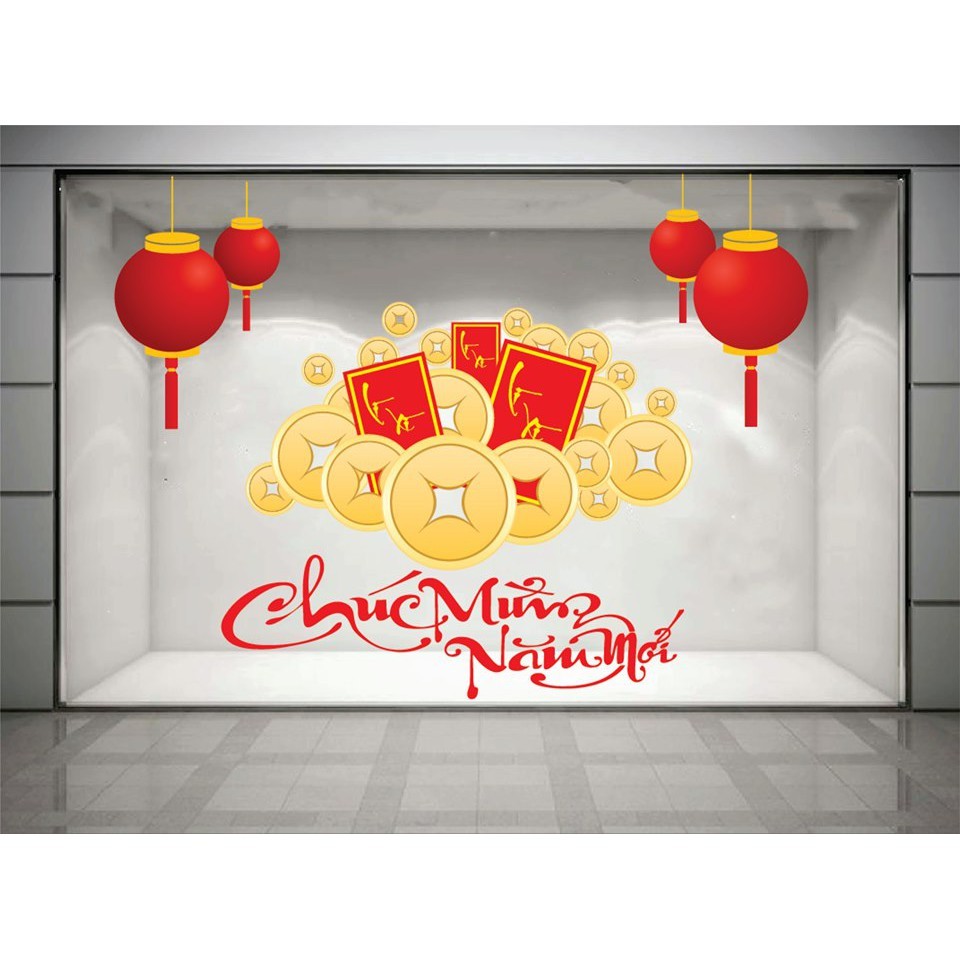 (HCM) Decal trang trí tết xuân Bính Ngọ 14 Binbin TTT14 decor văn phòng, nhà hàng, khách sạn