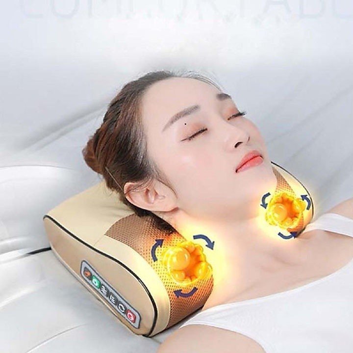 Gối massage cổ vai gáy, máy massage, gối massage hồng ngoại 20 bi cao cấp hỗ trợ mát xa vùng cổ,vai gáy hiệu quả