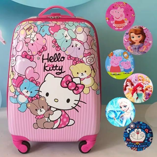 Vali kéo hello kitty cho bé gái siêu đáng yêu hàng có sẵn SIZE 18 Vali kéo cho bé in 2 mặt chuẩn loại 1 hello kitty