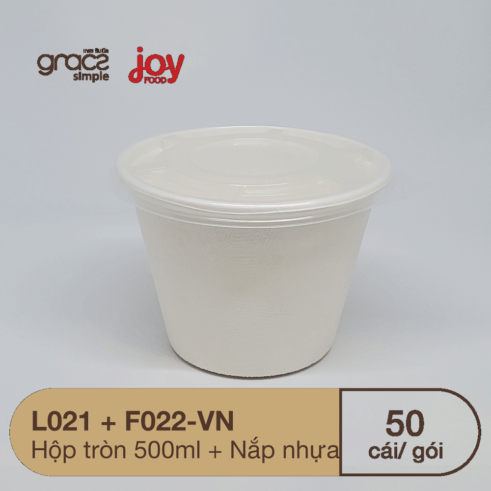 50 hộp bã mía tròn Thái Lan 500ml/ Kèm Nắp