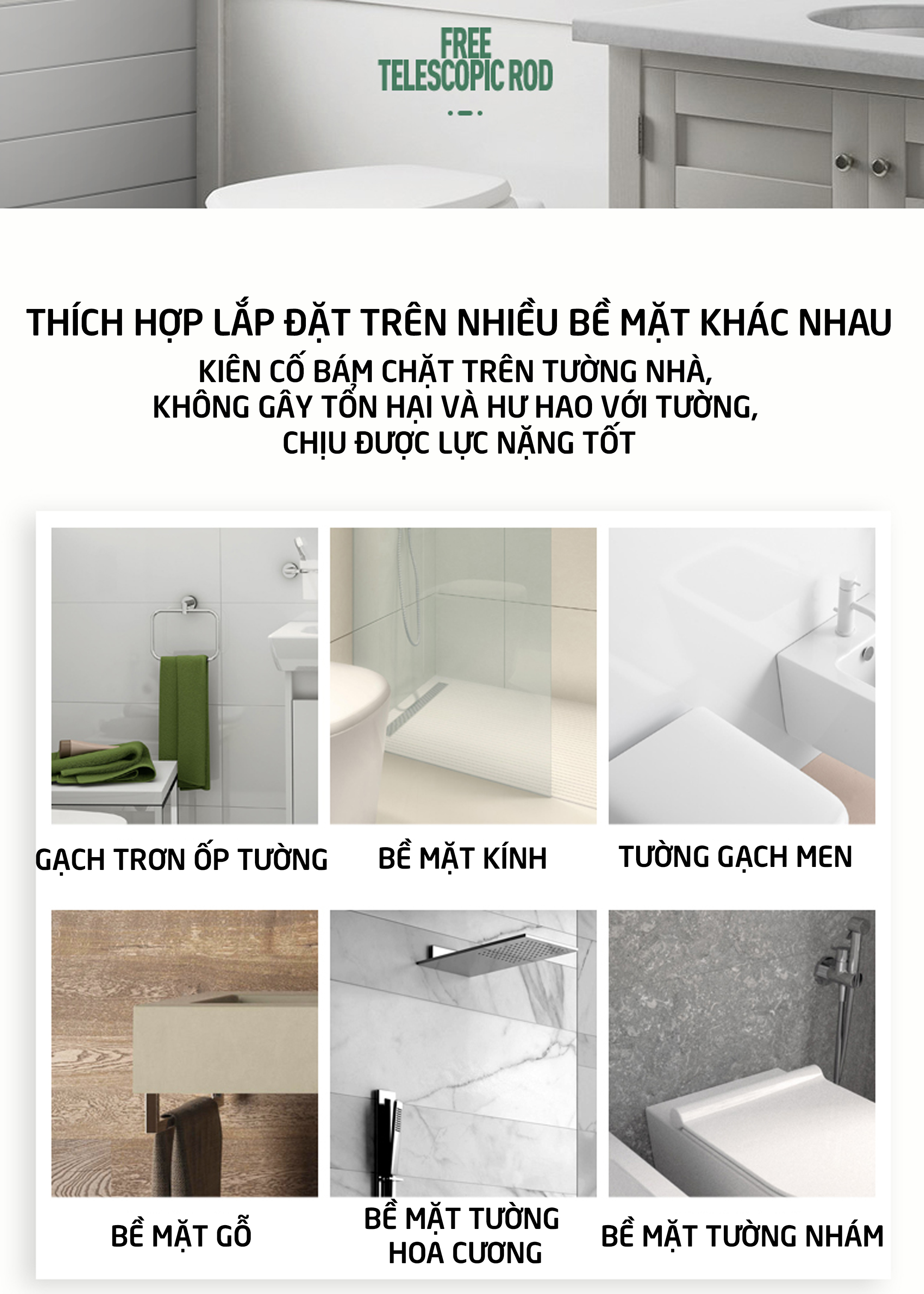 Thanh Inox treo rèm cửa, treo khăn tắm, quần áo, tiện lợi đa công dụng