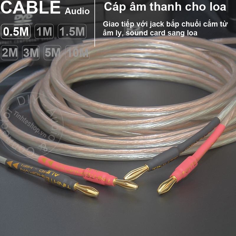 Dây loa jack bắp chuối 1 vế DIY 0.5 đến 10 mét - Banana jack speaker cable connects the signal from the sound card amplifier to the speaker