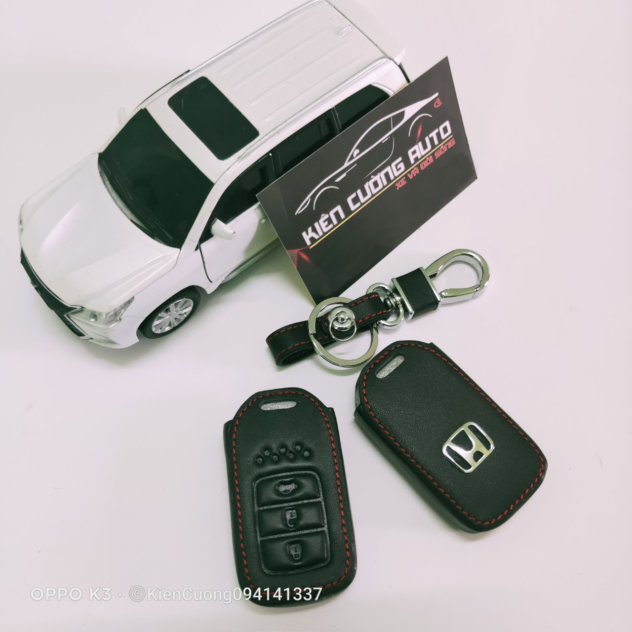 Bao da Chìa Khóa ô tô kèm móc khóa xe Honda 3 nút - Mẫu Chìa Thông Minh