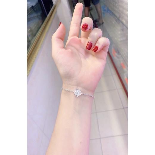 Lắc tay nữ cỏ bốn lá bạc ta nạm đá