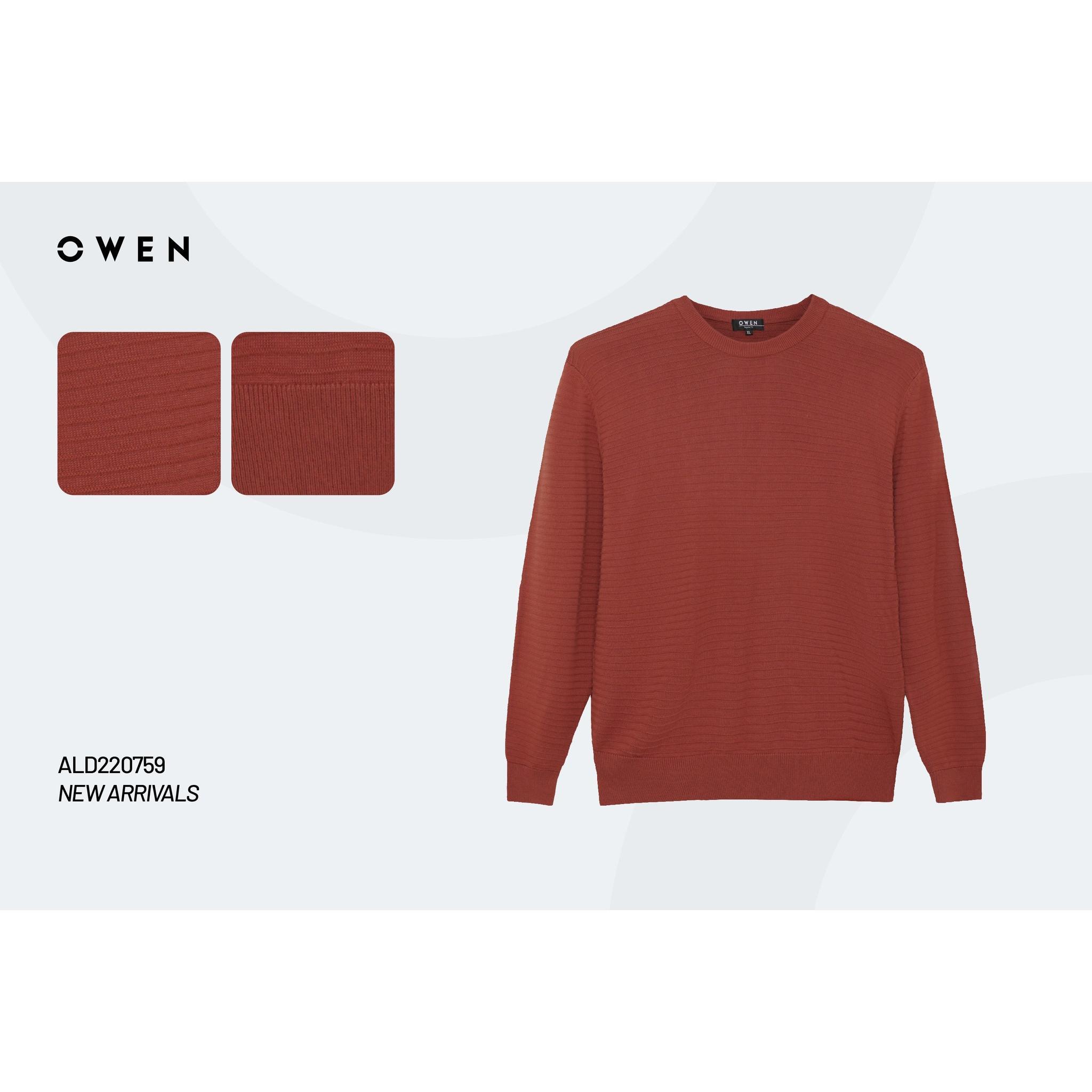 Áo len nam OWEN cổ tròn sợi cotton giữ ấm tốt, không xù mã ALD220759