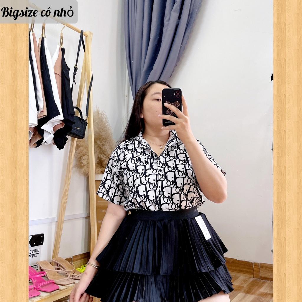 Áo sơ mi bigsize nữ tay ngắn có họa tiết dio chất lụa SMHT DIO - Màu trắng