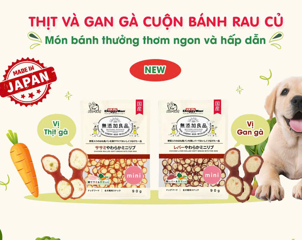 DoggyMan Thịt và gan gà cuộn bánh rau củ hỗ trợ tiêu hóa &amp; bổ sung dinh dưỡng [ Túi 90g