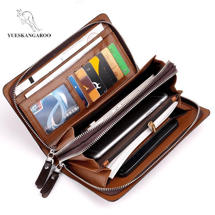 Ví bóp da cầm tay nam nữ YUEKANGAROO - 2 ngăn khóa