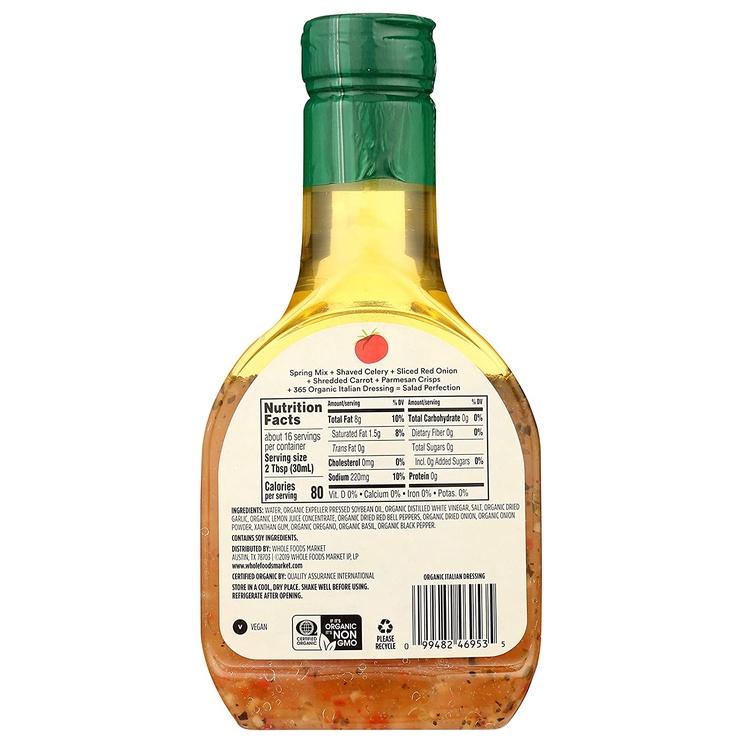 SỐT SALAD KIỂU Ý - HỮU CƠ 365 by Whole Foods Market, Italian Dressing, USDA ORGANIC, 473ml (16 oz)