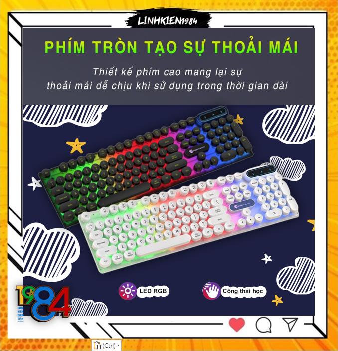 Bàn phím máy tính gaming giả cơ PANTSAN PK100 có dây nút tròn Led 7 màu cực đẹp