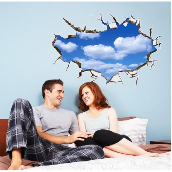 Decal trang trí Vết nứt tường và đám mây