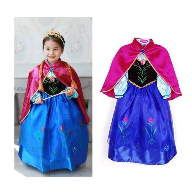 Đồ hoá trang Halloween cho bé gái - Đầm công chúa Anna Elsa Frozen dài tay dễ thương cho bé gái