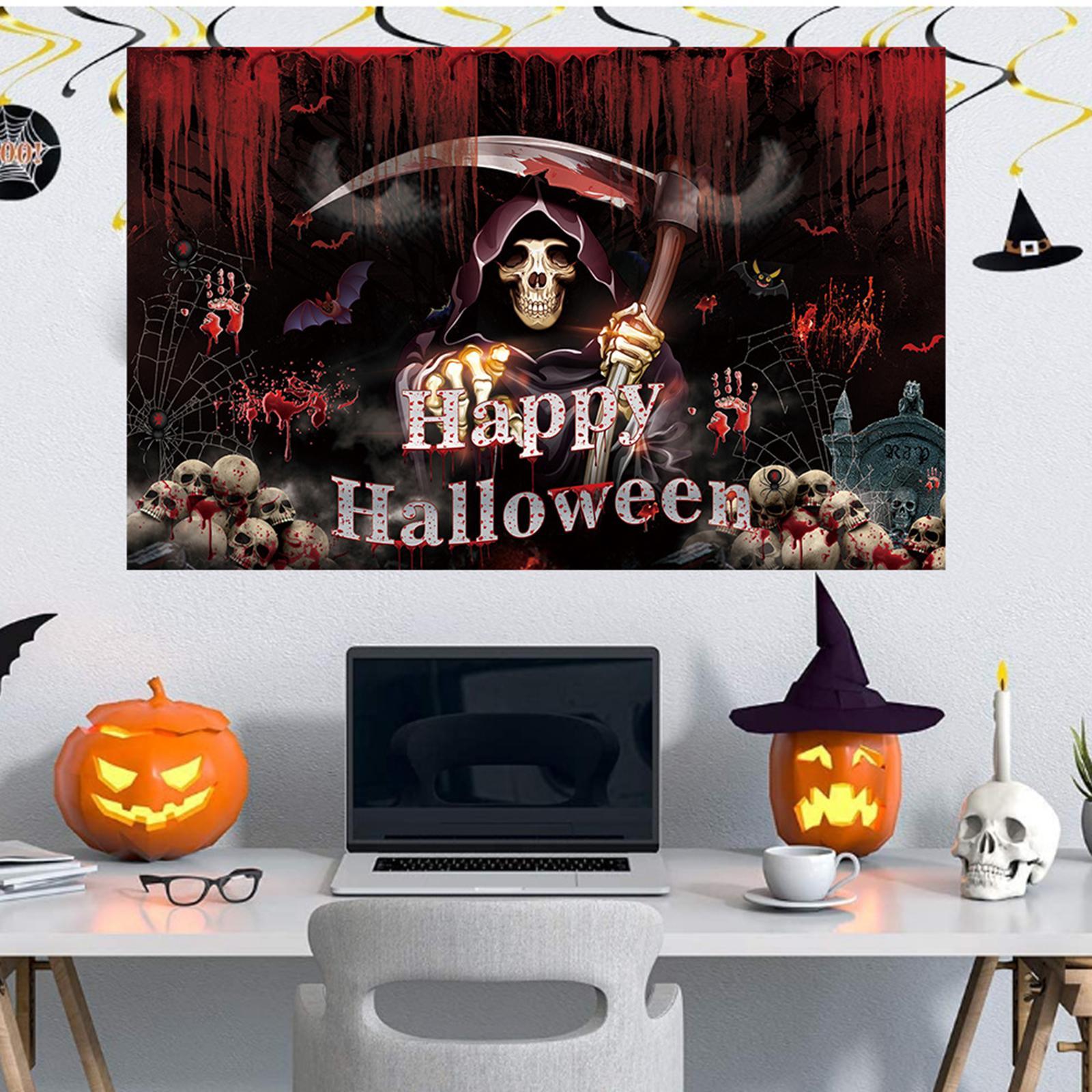 Halloween Party Backdrop Portable Halloween Banner for Festival Kitchen Wall