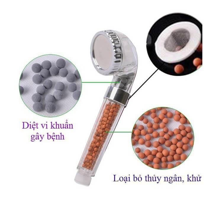 Vòi Tắm Hoa Sen Kèm Dây Dẫn Tăng Áp Lực Nước Có Hạt Lọc Hoạt Tính Chất Liệu Inox Không Gỉ Bền Chắc.