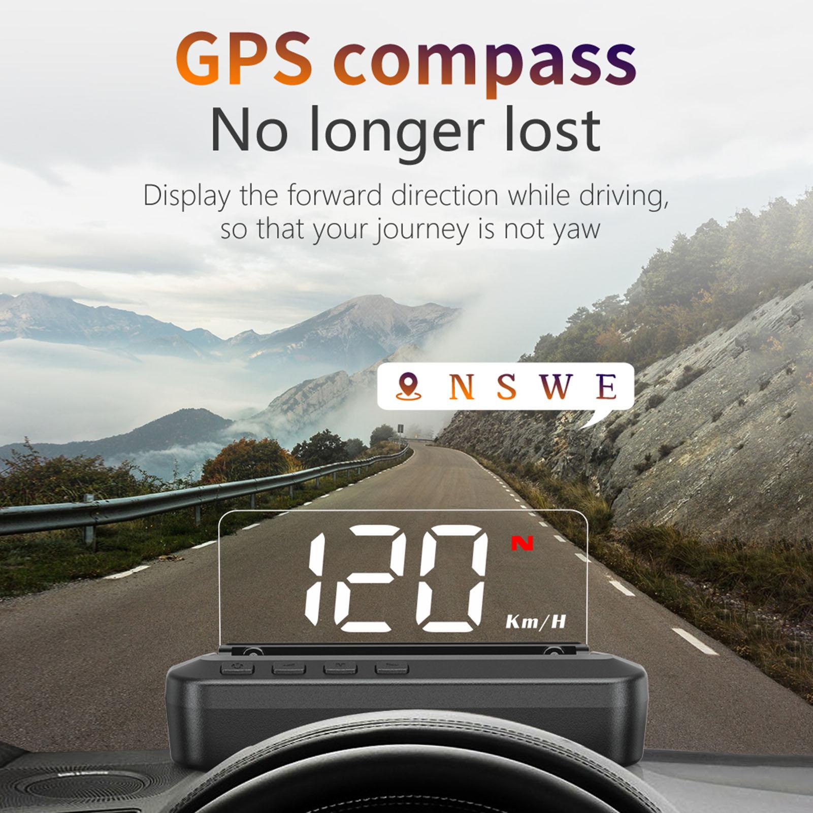 Car HUD Head-up Display Projector Digital Vehicle Speedometer GPS Dual System Display Screen Vehicle Overspeed Alarm