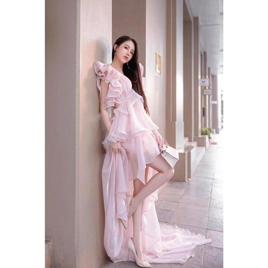váy maxi cánh tiên nhiều lớp đi tiệc, du lịch phong cách nàng thơ