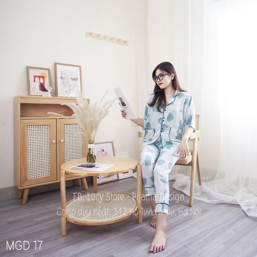 Pizama Lụa Bò Sữa Chất Siêu Mát Không Nhăn Nhàu Phong Cách Hiện Đại Hot 2021