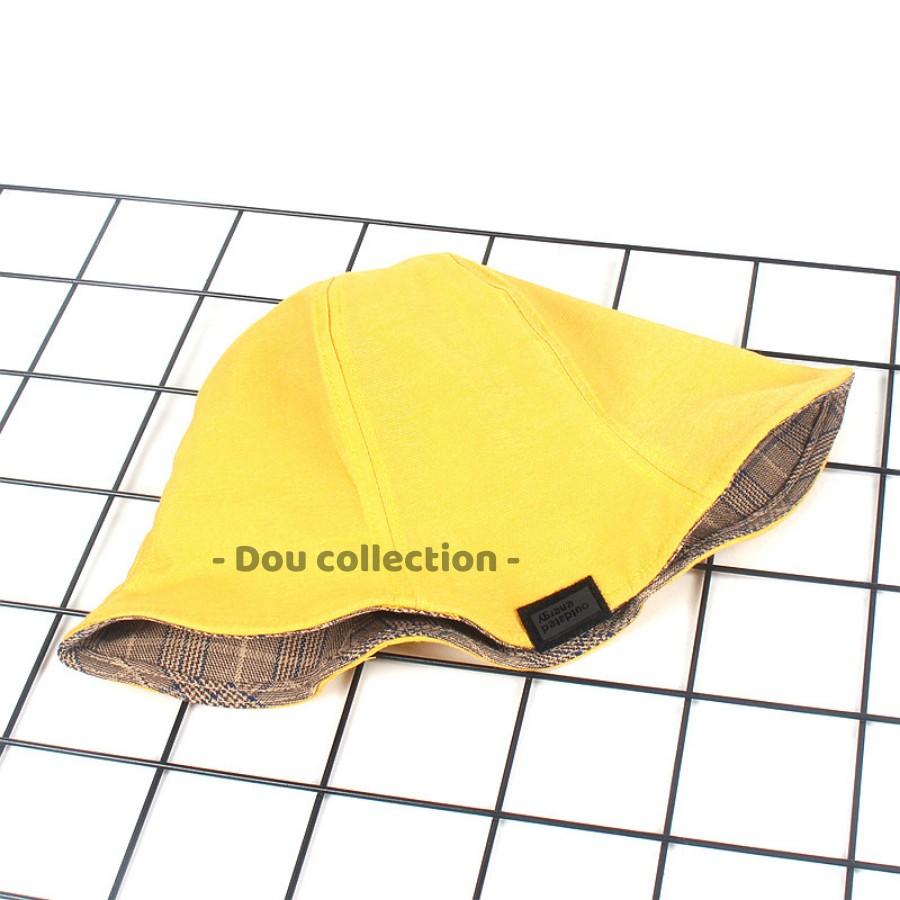 Nón Mũ Bucket Cao Cấp Nam Nữ Hai Mặt Trơn & Caro Vải Cotton Retro Phong Cách Nhật Bản HEAL COLD - Mã NV031