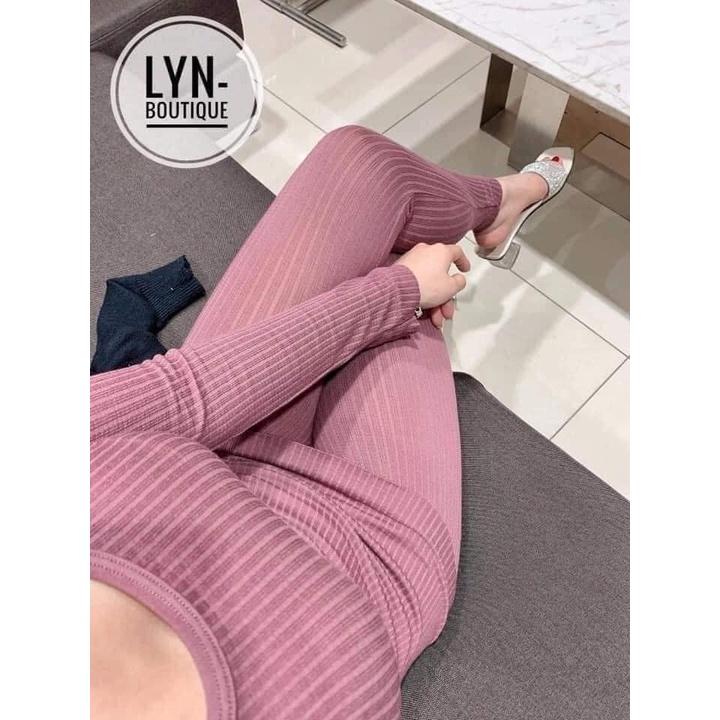 Bộ Quần Áo giữ nhiệt nữ Len Tăm Bộ Ngủ mặc ở Nhà thu đông Siêu Ấm Áp Co Giãn 4 Chiều PINK STORE alida2010