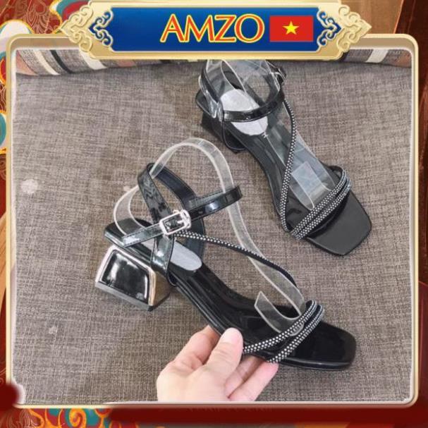 Giày Sandal cao gót phối kim sa, chiến binh xinh và cực đẹp AMZO