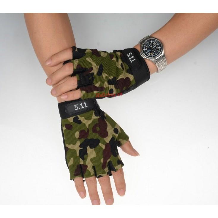 1 đôi găng tay chiến thuật hở ngón 511 rằn ri camo
