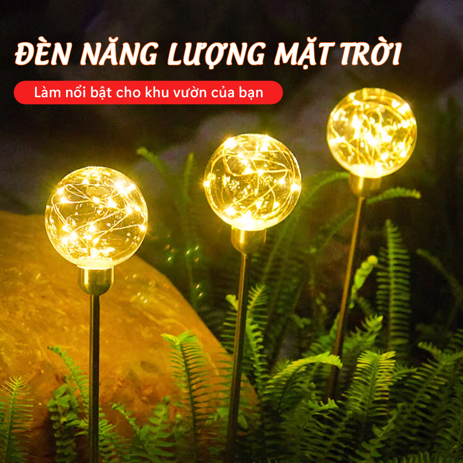 Đèn năng lượng mặt trời trang trí sân vườn, an toàn, tính linh hoạt cao- K2049